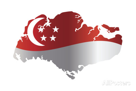 singapore map with flag